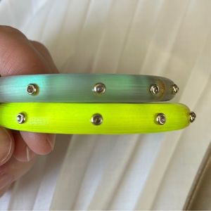 Alexis Bittar Hinged Bangle Set - Lucite with Crystals